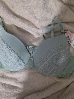 La Vie En Rose Pale Blue Lace Push-Up Bra